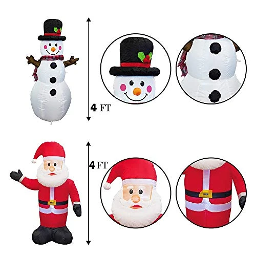 FUNPENY 4 FT Set Of 2 Christmas Inflatable Santa Claus With Snowman, Indoor Outdoor Inflatable Christmas Decorations With Built-in LEDs, Christmas Blow Up Decor For Yard Lawn Patio Garden Party 4 FUNPENY 4 FT Set Of 2 Christmas Inflatable Santa Claus With Snowman, Indoor Outdoor Inflatable Christmas Decorations With Built-in LEDs, Christmas Blow Up Decor For Yard Lawn Patio Garden Party - Image 4