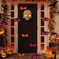 FUNPENY 3 Pack Halloween Spooky Ghost Eyes With Suction Cup, Light Up Battery Powered Window Decorations For Room Store Showcase Halloween Decor (Red, Purple, Orange) -Funpeny Shop 51SwThICjnL