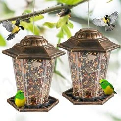 Funpeny Hanging Bird Feeders, 2 Pack Panorama Gazebo Bird Feeders And Garden Decoration For Bird Watchers And Children