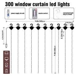 FUNPENY Window Curtain String Lights, 300 LED 8 Lighting Modes Fairy Lights USB Powered, Waterproof Lights For Christmas Bedroom Party Wedding Home Garden Wall Decorations, Blue -Funpeny Shop 51TRV8cXqAL 3