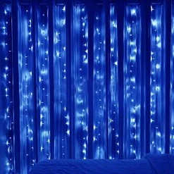 FUNPENY Window Curtain String Lights, 300 LED 8 Lighting Modes Fairy Lights USB Powered, Waterproof Lights For Christmas Bedroom Party Wedding Home Garden Wall Decorations, Blue -Funpeny Shop 51TSQu05M9L