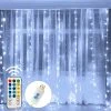 FUNPENY Window Curtain String Lights, 300 LED 8 Lighting Modes Fairy Lights USB Powered, Waterproof Lights For Christmas Bedroom Party Wedding Home Garden Wall Decorations (White)