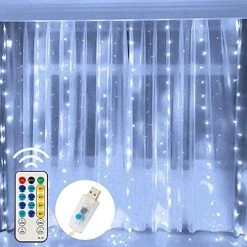 FUNPENY Window Curtain String Lights, 300 LED 8 Lighting Modes Fairy Lights USB Powered, Waterproof Lights For Christmas Bedroom Party Wedding Home Garden Wall Decorations, Warm White -Funpeny Shop 51UMCpBCjLL. AC