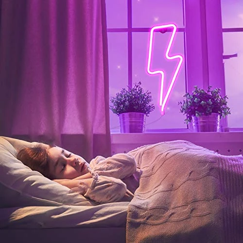Funpeny Lightning Neon Signs, LED Ramadan Festival Pink Lightning Neon Lights, Decor For Table,Desk,Indoors,Home Bedroom Decorations USB Charging & Battery 5 Funpeny Lightning Neon Signs, LED Ramadan Festival Pink Lightning Neon Lights, Decor For Table,Desk,Indoors,Home Bedroom Decorations USB Charging & Battery - Image 5