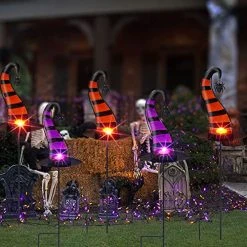 FUNPENY 2 Pack Halloween Glass Garden Stakes, Witch Hat Metal Halloween Yard Sign Candle Holder Decorations For Outside Pathway Driveway Lawn Decor 13 FUNPENY 2 Pack Halloween Glass Garden Stakes, Witch Hat Metal Halloween Yard Sign Candle Holder Decorations For Outside Pathway Driveway Lawn Decor -Funpeny Shop 51UwkWFb3L