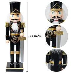 FUNPENY 14" Christmas Decorative Nutcracker Figures, Wooden Black Soldier In Black Uniform Hold Sword, Festive Collectible Nutcracker Gift For Indoor Winter Table Desktop Fireplace Decorations 19 FUNPENY 14" Christmas Decorative Nutcracker Figures, Wooden Black Soldier In Black Uniform Hold Sword, Festive Collectible Nutcracker Gift For Indoor Winter Table Desktop Fireplace Decorations -Funpeny Shop 51VFuVJEVIL