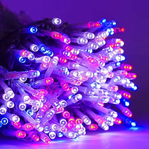 FUNPENY 300 LED Indoor String Lights, 100 FT Plug In Waterproof String Lights With 8 Modes For Halloween Thanksgiving Christmas Garden Decoration, Indoor And Outdoor Decoration (Blue, Red And White) 5 FUNPENY 300 LED Indoor String Lights, 100 FT Plug In Waterproof String Lights With 8 Modes For Halloween Thanksgiving Christmas Garden Decoration, Indoor And Outdoor Decoration (Blue, Red And White) - Image 5