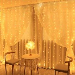 FUNPENY Window Curtain String Lights, 300 LED 8 Lighting Modes Fairy Lights USB Powered, Waterproof Lights For Christmas Bedroom Party Wedding Home Garden Wall Decorations, Warm White -Funpeny Shop 51VfPpEtZvL