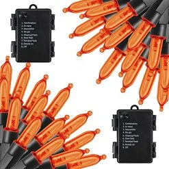 FUNPENY 50 LED Halloween Lights, 16 FT Mini String Light With 8 Modes, Waterproof Tree Lights For Outdoor Indoor Patio Garden Party Wedding Halloween Decorations (Orange, 2)