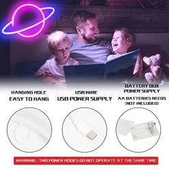 FUNPENY Planet Neon Signs LED Night Lights USB Charging/Battery Operated Neon Wall Lights Ramadan Decorative Lights For Wedding, Birthday Party (Battery Not Included) (Pink Planet- Blue Ring) 9 FUNPENY Planet Neon Signs LED Night Lights USB Charging/Battery Operated Neon Wall Lights Ramadan Decorative Lights For Wedding, Birthday Party (Battery Not Included) (Pink Planet- Blue Ring) -Funpeny Shop 51WjnyCxOXL
