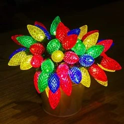 FUNPENY 50 LED C9 Christmas Lights Outdoor, 24.5 FT Extendable Waterproof Fairy String Light Green Wire For Xmas Indoor Patio Tree Party Holidy Wedding House Decorations (Multi-Colored)