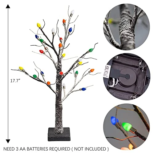 FUNPENY Christmas Birch Tree With C3 Lights, 18 Inch 24LED Tabletop Tree Battery Operated Light Jewelry Holder Indoor Christmas Decoration For Valentine's Day Home Party Wedding 2 FUNPENY Christmas Birch Tree With C3 Lights, 18 Inch 24LED Tabletop Tree Battery Operated Light Jewelry Holder Indoor Christmas Decoration For Valentine's Day Home Party Wedding - Image 2