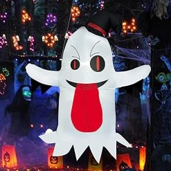 FUNPENY Halloween 4FT Inflatable White Ghost, Blow Up Halloween Decorations For Outdoor Garden Yard Lawn Party Decor -Funpeny Shop 51Y2KhZRc0L
