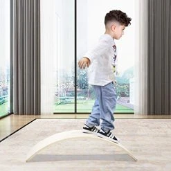 FUNPENY Wooden Balance Board, Wobbel Balance Board Kid Yoga Board Curvy Board Wooden Rocker Board, 31 Inch Kid Size Wooden Style -Funpeny Shop 51YCmxq84eL