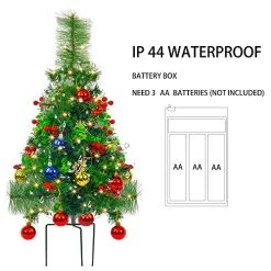 FUNPENY Set Of 2 30 Inch Pathway Christmas Tree Decorations Outdoor, Battery Operated Pre-Lit Small Christmas Tree With 50 LED Lights For Home Yard Porch Garden Party Decor Clearance -Funpeny Shop 51YF9c0hE3L