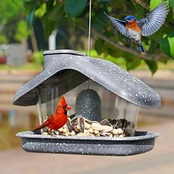 FUNPENY Bird Feeders For Outdoors Hanging, Wild Bird Feeders For Outside Clearance, Yard Lawn Garden Decorations (Gray) -Funpeny Shop 51YIuJfNS4S