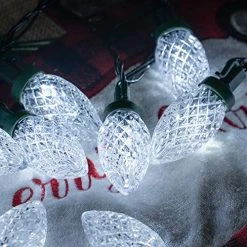 FUNPENY C9 Christmas String Lights, 50 LED 33ft Outdoor Fairy Lights Extendable Green Wire String Lights For Patio Xmas Tree Wedding Party House Decoration (White) -Funpeny Shop 51Z0jTzFjyL