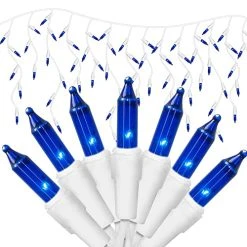 FUNPENY 8.5 FT Christmas Icicle Lights, 150 Count UL Fairy Lights With 27 Drops , White Wire String Light Decorations For Indoor Outdoor Christmas Tree Xmas Party Home Decorations (Blue)