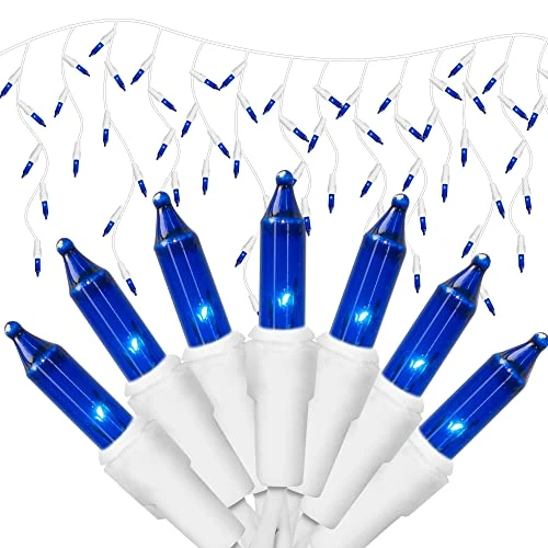 FUNPENY 8.5 FT Christmas Icicle Lights, 150 Count UL Fairy Lights With 27 Drops , White Wire String Light Decorations For Indoor Outdoor Christmas Tree Xmas Party Home Decorations (Blue) 1 FUNPENY 8.5 FT Christmas Icicle Lights, 150 Count UL Fairy Lights With 27 Drops , White Wire String Light Decorations For Indoor Outdoor Christmas Tree Xmas Party Home Decorations (Blue)