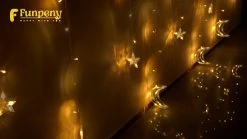 FUNPENY Star Moon Curtain String Lights, 138 LED Window Lights With Remote Control, Warm White Fairy Lights With 8 Modes For Indoor, Wedding, Party, Bedroom, Patio Lawn, Ramadan Decorations -Funpeny Shop 51b5S5ChOL