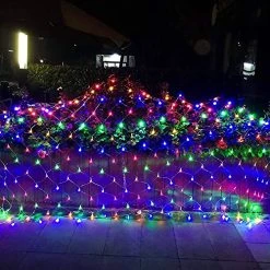 FUNPENY Christmas Net Lights, 12ft X 5ft 360 LED Mesh Decor With 8 Modes Waterproof Connectable Xmas Decorations For Outdoor Outside Bushes Yard Lawn Patio Tree Garden Party (Multi Colored) -Funpeny Shop 51bc3R GuNL