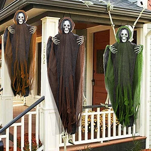 FUNPENY 3 Pack Hanging Ghost Outdoor Halloween Decorations, One 53.2" And Two 43.3" Hanging Skeleton Ghost Reapers For Halloween Haunted House Props Party Supplies Yard Outdoor Indoor Decor 4 FUNPENY 3 Pack Hanging Ghost Outdoor Halloween Decorations, One 53.2" And Two 43.3" Hanging Skeleton Ghost Reapers For Halloween Haunted House Props Party Supplies Yard Outdoor Indoor Decor - Image 4