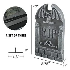 Funpeny Halloween Foam RIP Tombstones, 5 Pack 17" Headstone Decorations For Halloween Graveyard, Yard, Garden, Tombstone Decorations Outdoor -Funpeny Shop 51cZbrswKeL