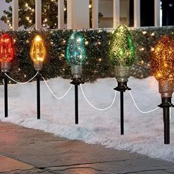 FUNPENY C9 Christmas Lights Outdoor With Pathway Marker Stakes, Multicolored Connectable 6.5 FT Waterproof String Lights Christmas Decorations For Outside Yard Xmas Holiday Party Decor, 5 Lights 9 FUNPENY C9 Christmas Lights Outdoor With Pathway Marker Stakes, Multicolored Connectable 6.5 FT Waterproof String Lights Christmas Decorations For Outside Yard Xmas Holiday Party Decor, 5 Lights -Funpeny Shop 51dXWPGYCzL