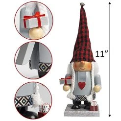 FUNPENY 11" Christmas Decorative Nutcracker, 2 Set Handmade Wooden Gnome Plush Scandinavian Swedish Tomte, Elf Toy Holiday Present, Festive Collectible Nutcracker, Tabletop Christmas Decorations -Funpeny Shop 51dfAkrMxlL