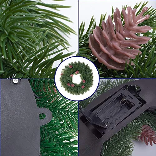 FUNPENY Pre-lit Artifical Pin Cones Christmas Wreath, 40 LED 16 Inch Pine Cones Christmas Wreath With Hanger Artificial Holly Leaves Xmas Wreath For Home Party Indoor And Outdoor Use 4 FUNPENY Pre-lit Artifical Pin Cones Christmas Wreath, 40 LED 16 Inch Pine Cones Christmas Wreath With Hanger Artificial Holly Leaves Xmas Wreath For Home Party Indoor And Outdoor Use - Image 4