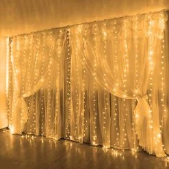 FUNPENY Window Curtain String Lights, 300 LED 8 Lighting Modes Fairy Lights USB Powered, Waterproof Lights For Christmas Bedroom Party Wedding Home Garden Wall Decorations, Warm White -Funpeny Shop 51e7q3p8KCL