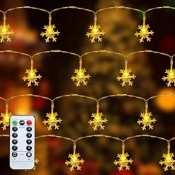 FUNPENY 50 LED Christmas Snowflake String Lights, Snow Christmas Decorations Light With 8 Modes, Battery Operated Christmas Fairy Light With Remote For Xmas Party Decor Indoor Outdoor (Multi-Colored) -Funpeny Shop 51g5wkOPCaL. AC