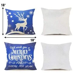 FUNPENY Christmas Pillow Covers, Set Of 4 Blue Christmas Pillow Covers 18 X 18 Inch Snow, Santa Claus, Deer, Christmas Tree Covers For Christmas -Funpeny Shop 51h7H0i0vpL