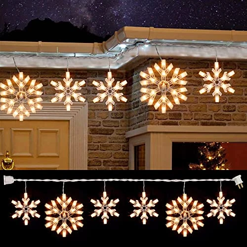 FUNPENY 8.5 FT Snowflake String Lights With 6 Drops, 100 Lights Connectable Christmas Icicle Lights Plug In, Fairy Curtain Lights For Outdoor Indoor Xmas Home Party Wedding Decorations (Warm White) 1 FUNPENY 8.5 FT Snowflake String Lights With 6 Drops, 100 Lights Connectable Christmas Icicle Lights Plug In, Fairy Curtain Lights For Outdoor Indoor Xmas Home Party Wedding Decorations (Warm White)