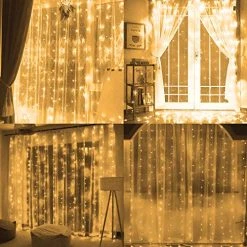 FUNPENY Window Curtain String Lights, 300 LED 8 Lighting Modes Fairy Lights USB Powered, Waterproof Lights For Christmas Bedroom Party Wedding Home Garden Wall Decorations, Warm White -Funpeny Shop 51hUBKARLuL
