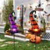 FUNPENY 2 Pack Halloween Glass Garden Stakes, Witch Hat Metal Halloween Yard Sign Candle Holder Decorations For Outside Pathway Driveway Lawn Decor