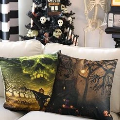 FUNPENY Halloween Decor, Set Of 4 Halloween Pillow Covers 18 X 18 Inch Skull Jack-O-Lantern Cushion Covers For Halloween (Inserts Are Not Include) -Funpeny Shop 51iQFdek9TL