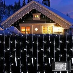 FUNPENY Icicle Lights, 360 LED Icicle Snow Falling Christmas Lights Outdoor Raindrop Lights, Xmas Wedding Party Tree Holiday Decorations (Blue) -Funpeny Shop 51ichN8kDfL. AC