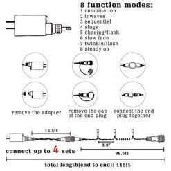FUNPENY 300 LED Indoor String Lights, 100 FT Plug In Waterproof String Lights With 8 Modes For Halloween Thanksgiving Christmas Garden Decoration, Indoor And Outdoor Decorations (White) -Funpeny Shop 51irOdKkzfL