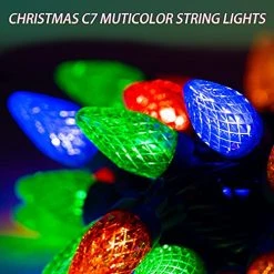FUNPENY 50 LED C7 Christmas Lights Outdoor, 24.5 FT Extendable Waterproof Fairy String Light Green Wire For Xmas Indoor Patio Tree Party Holidy Wedding House Decorations (Multi-Colored) -Funpeny Shop 51ixXrU2nL