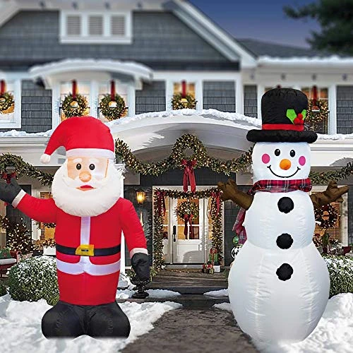 FUNPENY 4 FT Set Of 2 Christmas Inflatable Santa Claus With Snowman, Indoor Outdoor Inflatable Christmas Decorations With Built-in LEDs, Christmas Blow Up Decor For Yard Lawn Patio Garden Party 2 FUNPENY 4 FT Set Of 2 Christmas Inflatable Santa Claus With Snowman, Indoor Outdoor Inflatable Christmas Decorations With Built-in LEDs, Christmas Blow Up Decor For Yard Lawn Patio Garden Party - Image 2