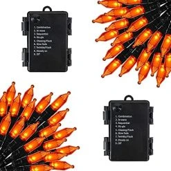 FUNPENY Halloween 50 LED Clear Mini String Lights, 16 FT Battery Operated Waterproof Fairy Lights With 8 Lighting Modes, Indoor Outdoor Garden Decorations(Purple & Orange,2 Pack) -Funpeny Shop 51kgKjFlIWL. AC