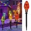 FUNPENY C9 Christmas Lights Outdoor With Pathway Marker Stakes, Multicolored Connectable 6.5 FT Waterproof String Lights Christmas Decorations For Outside Yard Xmas Holiday Party Decor, 5 Lights