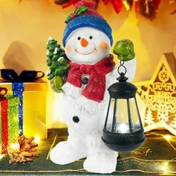 FUNPENY Christmas 12 Inch Resin Snowman Decorations , Cute Snowman Figurines Table Statues Collectibles With Solar Lights For Xmas Indoor Home Bathroom Desk Top Décor 10 FUNPENY Christmas 12 Inch Resin Snowman Decorations , Cute Snowman Figurines Table Statues Collectibles With Solar Lights For Xmas Indoor Home Bathroom Desk Top Décor -Funpeny Shop 51kxS9K5EWL