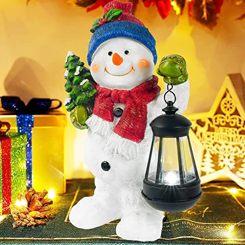 FUNPENY Christmas 12 Inch Resin Snowman Decorations , Cute Snowman Figurines Table Statues Collectibles With Solar Lights For Xmas Indoor Home Bathroom Desk Top Décor 5 FUNPENY Christmas 12 Inch Resin Snowman Decorations , Cute Snowman Figurines Table Statues Collectibles With Solar Lights For Xmas Indoor Home Bathroom Desk Top Décor - Image 5