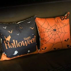 FUNPENY Halloween Decoration, Set Of 4 Halloween Pillow Covers 18 X 18 Inch Spirder Web Jack-O-Lantern Cushion Covers For Halloween (Inserts Are Not Include) -Funpeny Shop 51lYn88JNCL