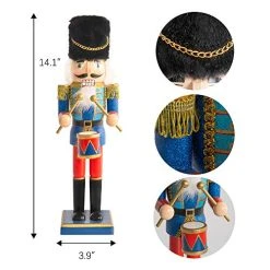 FUNPENY 14" Christmas Decorative Nutcracker, Handmade Wooden Glittery Guard In Blue Traditional Uniform, Figures Soldier Toy Present, Festive Collectible Nutcracker Tabletop Christmas Decorations 18 FUNPENY 14" Christmas Decorative Nutcracker, Handmade Wooden Glittery Guard In Blue Traditional Uniform, Figures Soldier Toy Present, Festive Collectible Nutcracker Tabletop Christmas Decorations -Funpeny Shop 51llKzoSrkL