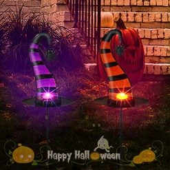 FUNPENY 2 Pack Halloween Glass Garden Stakes, Witch Hat Metal Halloween Yard Sign Candle Holder Decorations For Outside Pathway Driveway Lawn Decor 9 FUNPENY 2 Pack Halloween Glass Garden Stakes, Witch Hat Metal Halloween Yard Sign Candle Holder Decorations For Outside Pathway Driveway Lawn Decor -Funpeny Shop 51lsIR2wjEL