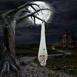 FUNPENY Halloween Decorations Hanging Skull Head With Spider Webs, Light Up Halloween Decor For Outdoor Outside Garden Yard Party Supplies -Funpeny Shop 51mLqEpqc8L