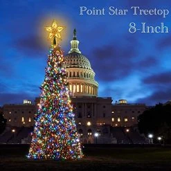 FUNPENY 8-Inch Gold Glittered 5 Point Star Treetop -Funpeny Shop 51n OvCQiPL